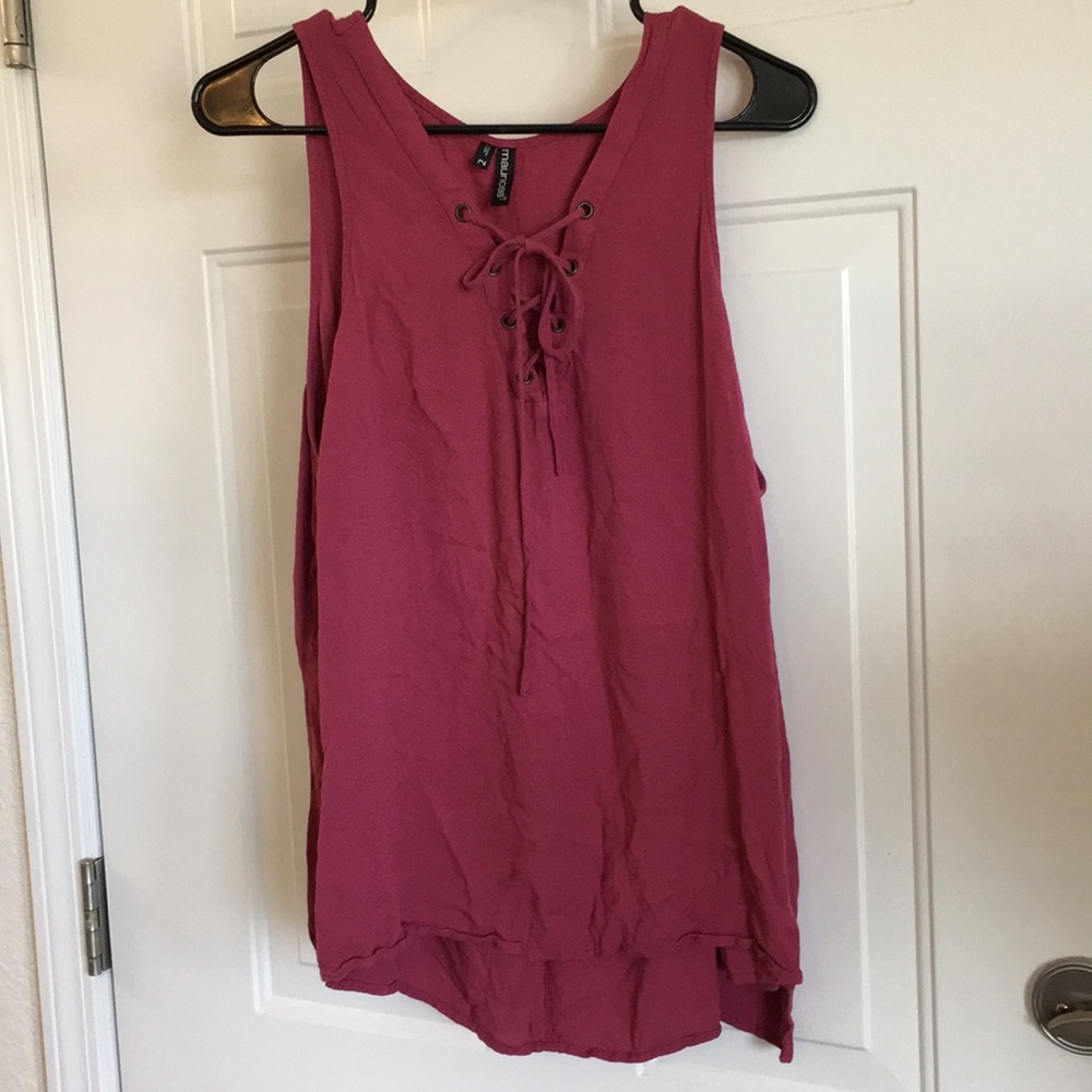 Purple 2X Maurices tank with tie up detail